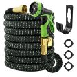 Vezane  Garden Hose Expandable 50ft, Water Hose With 10 Function Spray Nozzle, Heavy Duty Flexible Hose,3 4  Solid Brass Connectors,Lightweight No-Kink Flexible Water Hose Supply