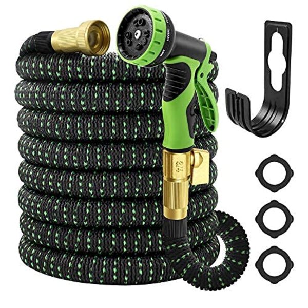 Vezane  Garden Hose Expandable 50ft, Water Hose With 10 Function Spray Nozzle, Heavy Duty Flexible Hose,3 4  Solid Brass Connectors,Lightweight No-Kink Flexible Water Hose Supply