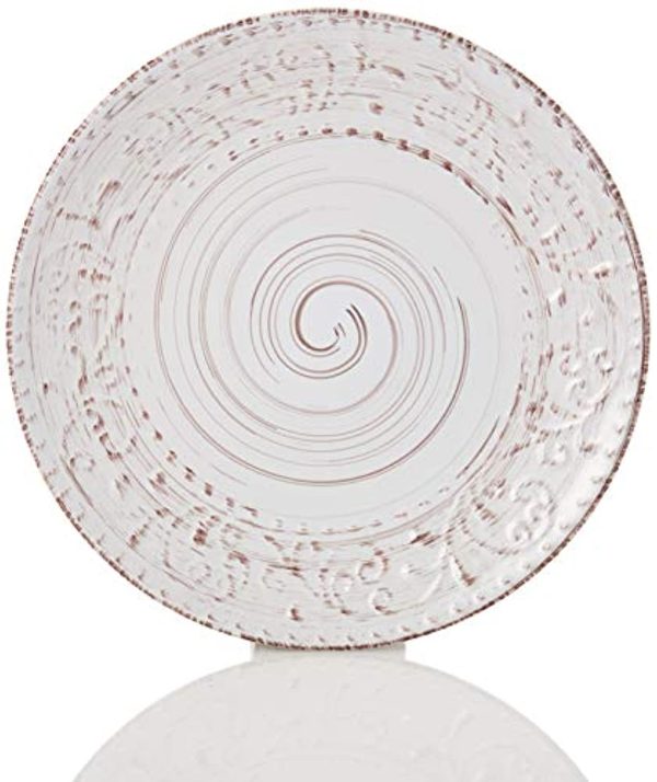 Elama Embossed Stoneware Ocean Dinnerware Dish Set, 16 Piece, Seashell and White Sand Online Hot Sale