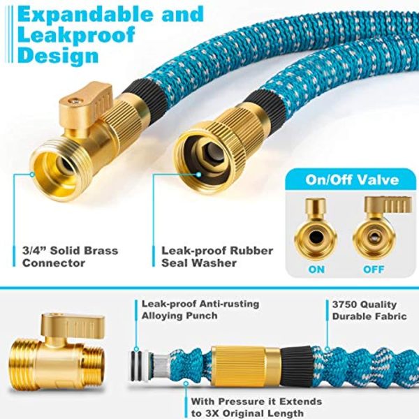 Unywarse 100ft Garden Hose Expandable Water Hose, Expanding Garden Pipe with 10 Function Zinc Nozzle, Solid Brass Fittings, Extra Strength Fabric, Lightweight Flexible Yard Hose for Watering Online Hot Sale