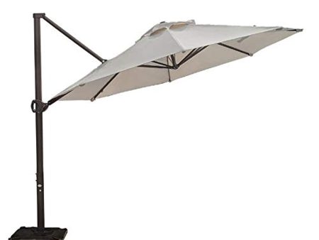 Abba Patio 11 ft Patio Offset Hanging Umbrella Outdoor Cantilever Sturdy Umbrella with Crank & Cross Base & Easy Tilt, for Garden, Backyard, Pool and Deck, Beige For Sale