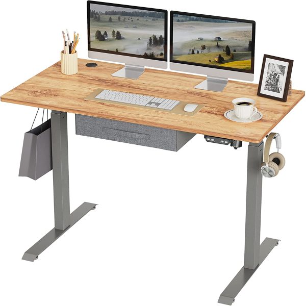 BANTI Adjustable Height Standing Desk with Drawers, 55x24 Inches Electric Stand Up Desk, Sit Stand Home Office Desk with Black Frame Black Top, (B-SDE-55BK) Hot on Sale