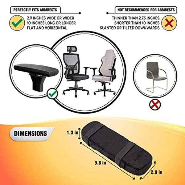 WESTERN COMFORT Thick Armrest Pads - Desk Chair Elbow Support - Arm Rest Covering Pillow for Gaming or Office Chair - Firm Ergonomic Foam Cushion - Set of 2 For Discount