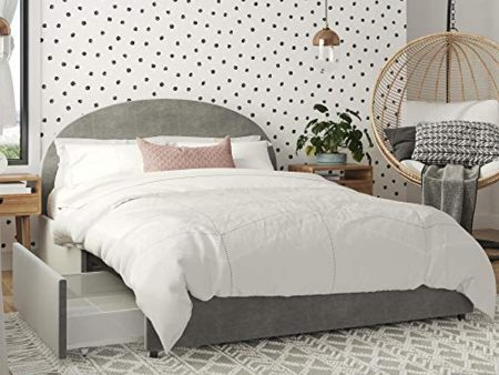 Mr. Kate Moon Upholstered Bed with Storage, Full Size Frame, Light Gray Velvet on Sale