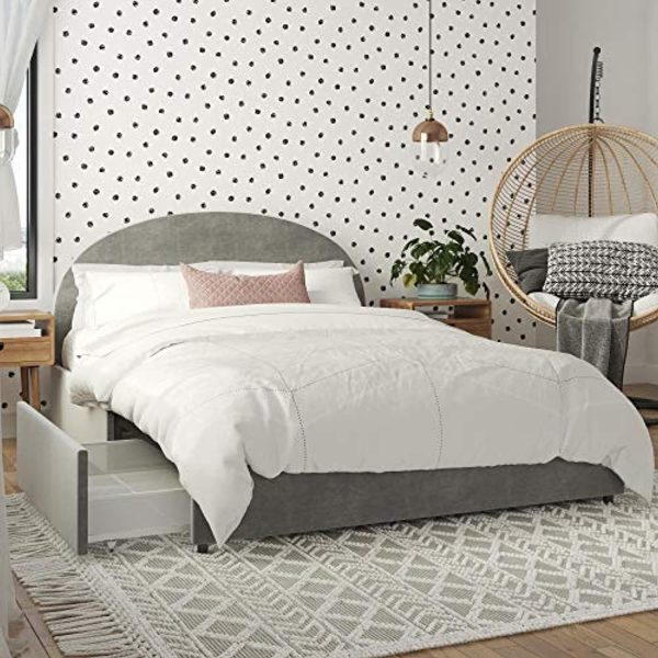 Mr. Kate Moon Upholstered Bed with Storage, Full Size Frame, Light Gray Velvet on Sale