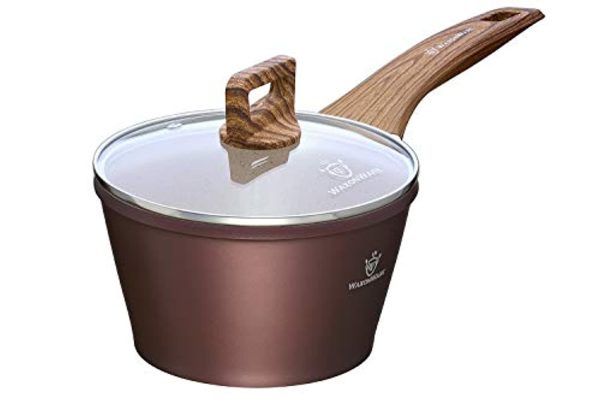 WaxonWare Non Stick Saucepan & Wok Pot, Induction Compatible & Marbellous Coating (A 100% PFOA Free Coating Made In Germany) - For Sauces, Soups, Pasta & Rice (2.2 Quart Saucepan) Fashion