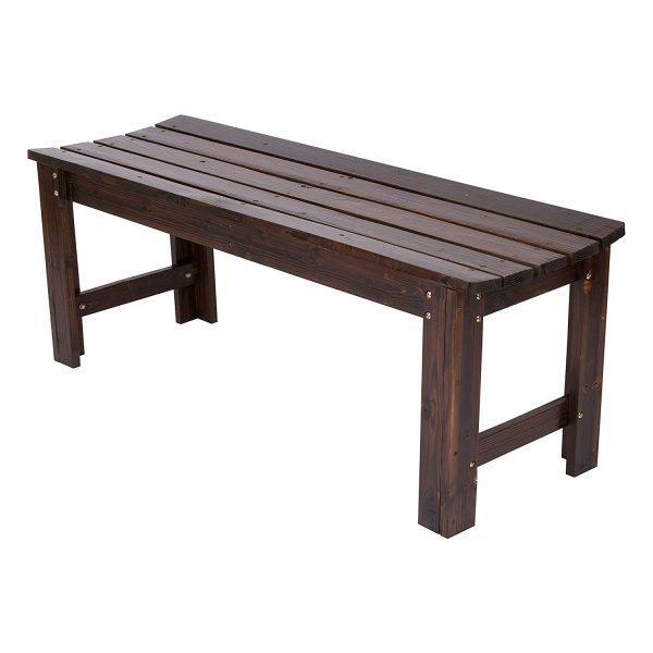 Shine Company 4205BB 5 Ft. Backless Wooden Outdoor Patio Garden Bench, Burnt Brown on Sale