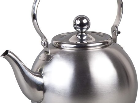 Weftnom 72258 Royal Stainless Steel Whistling Tea Kettle with Removable Infuser Basket, Folding Handle, 1 Quart Sale