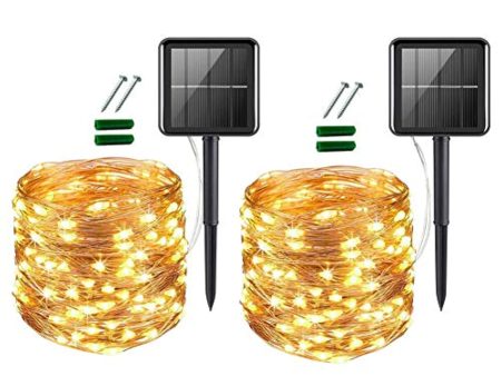 UPOOM [2 Pack]  Solar String Lights, 200 LED Outdoor Solar Fairy Lights Garden Copper Wire Decorative Lights 66Ft Waterproof Indoor Outdoor Lighting for Garden, Patio, Yard, Christmas Fashion