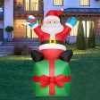 WDERNI 6FT Christmas Inflatable Santa Clause with LED Lights - Happy Xmas Holiday Blow Up for Outdoor Yard Lawn Garden Archway Thanksgiving Decorations Supply