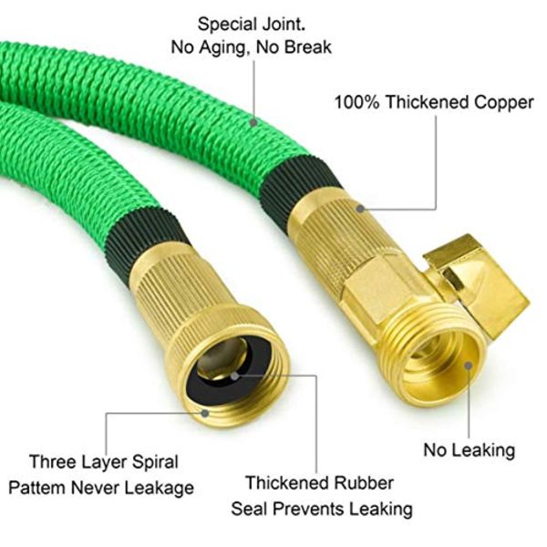 Vezane  50 FT Expandable Flexible Garden Hose, Kink Proof, Triple Core Latex, 3 4 in Brass Fittings with Spray Nozzle. Cheap