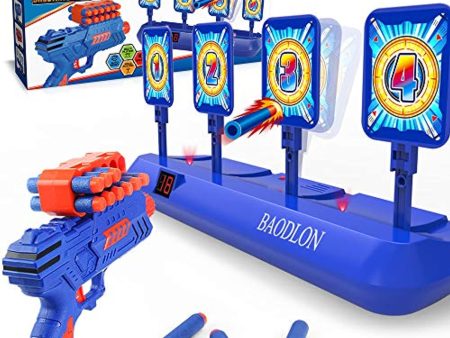 BAODLON Digital Shooting Targets with Foam Dart Toy Gun, Electronic Scoring Auto Reset 4 Targets Toys, Fun Toys for Age of 5, 6, 7, 8, 9, 10+ Years Old Kids, Boys & Girls, Compatible with Nerf Toys For Cheap