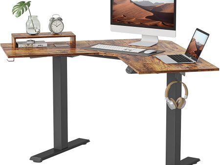 BANTI Dual Motor L-Shaped Electric Standing Desk, 48 Inches Adjustable Height Stand Up Desk, Sit Stand Home Office Desk with Rustic Brown Top Black Frame Online