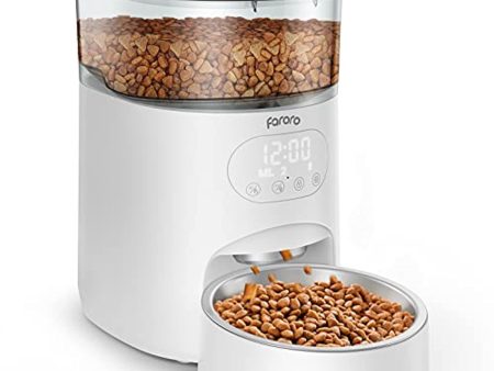 Faroro Automatic Cat Feeder with Timer and Portion Control Cat Food Dispenser with Stainless Steel Bowl, Desiccant Bag and Voice Recorder Up to 6 Meals per Day for Multiple Cats and Small Dogs (4L) Hot on Sale