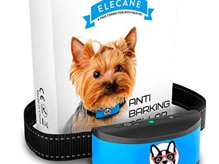 ELECANE Small Dog Bark Collar Rechargeable - Anti Barking Collar for Small Dogs - Smallest Most Humane Stop Barking Collar - Dog Training No Shock Bark Collar Waterproof - Safe Pet Bark Control Device (Blue) Hot on Sale