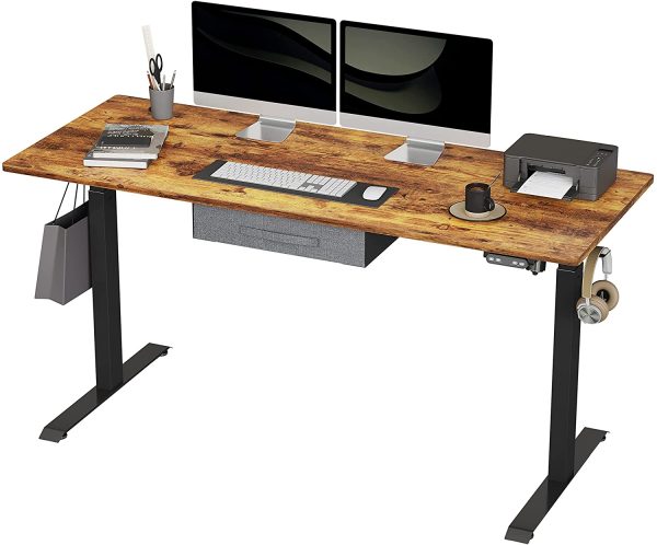 BANTI Adjustable Height Standing Desk with Drawers, 55x24 Inches Electric Stand Up Desk, Sit Stand Home Office Desk with Black Frame Black Top, (B-SDE-55BK) Hot on Sale