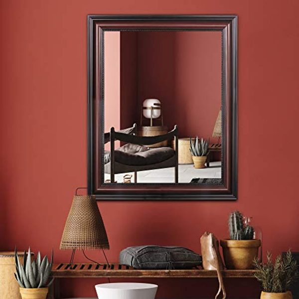 Trvone 8537 Wall Mirror, 28 x 34, Cherry Online now