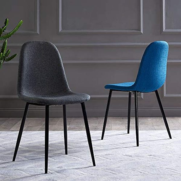 Versanora Minimalista Dining Chairs Dark Grey Fabric Black Leg Online Hot Sale