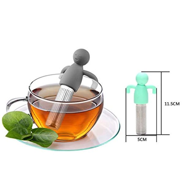 XFHR 6 Silicone Human-Shaped Tea Strainer Stainless Steel 304 Tea Leak Tea Bag Tea Leak Tea Filter Fashion