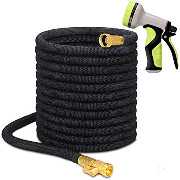 Unywarse 100ft Garden Hose Set, Extra Strength Fabric Triple Layer Latex Core, 3 4 Solid Brass Fittings, 9 Function Spray Nozzle with Storage Bag, Premium No-Kink Flexible Water Hose Online Hot Sale