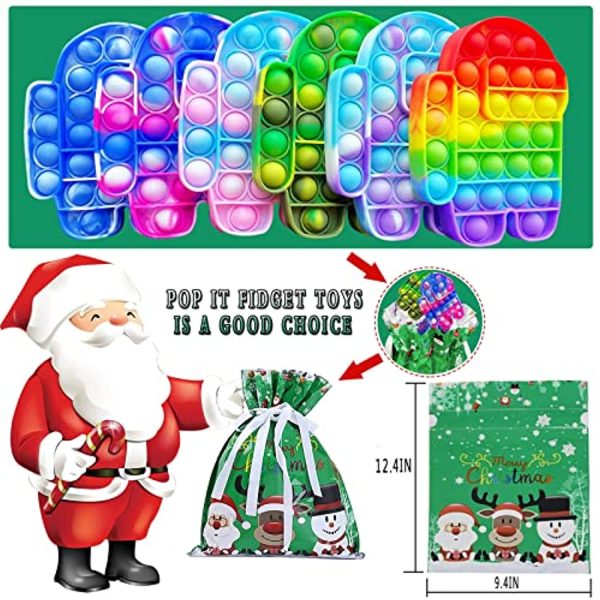 ZNNCO 6Pcs Among Pop Push Bubble Fidget It Toy, A Christmas Drawstring Gift Bag, Decompression and Anti Anxiety Kit Fidget Toys Pack for Kids Adults Discount