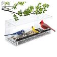 Wild Birds of Joy Window Bird Feeder with 4 Super Strong Suction Cups & Sliding Seed Tray, Large, Clear Acrylic, Easy Clean, Outdoor Bird Feeders, Outside View Up Close of Finch, Cardinal and Blue Jay Hot on Sale