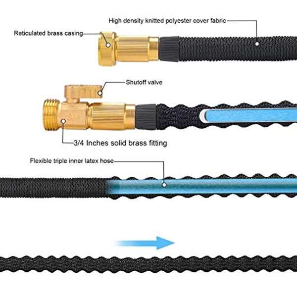 Unywarse 100ft Garden Hose Set, Extra Strength Fabric Triple Layer Latex Core, 3 4 Solid Brass Fittings, 9 Function Spray Nozzle with Storage Bag, Premium No-Kink Flexible Water Hose Online Hot Sale