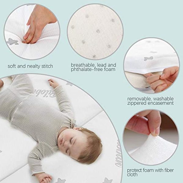 Biloban Trifold Mattress Topper for Pack N Play 38  x 26 , Waterproof Breathable Soft Portable Foldable Playard Mattress Topper, Baby Foam Playpen Mattresses with Removable Zippered Cover Online Hot Sale