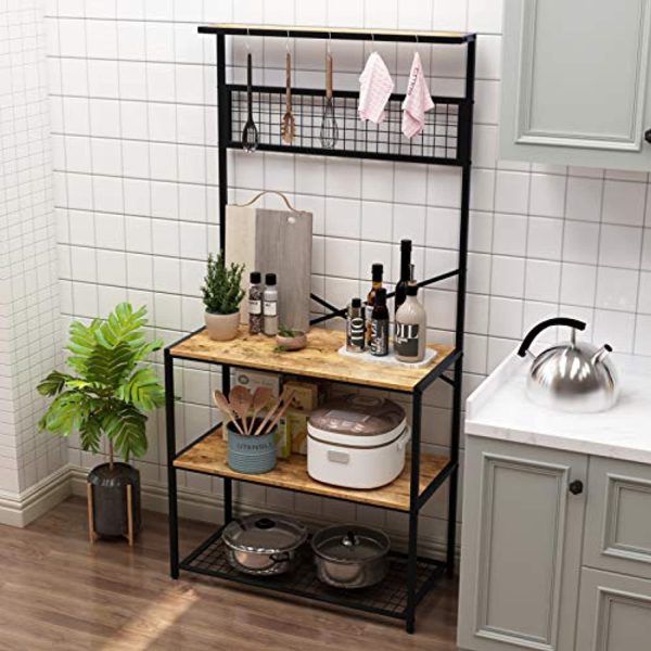 Sogesfurniture Standing Kitchen Baker Storage Shelf Rack 3-Tier for Kitchen Baker s Rack Microwave Stand Storage Cart Workstation Shelf, BHUS-YL-D5003-N Fashion