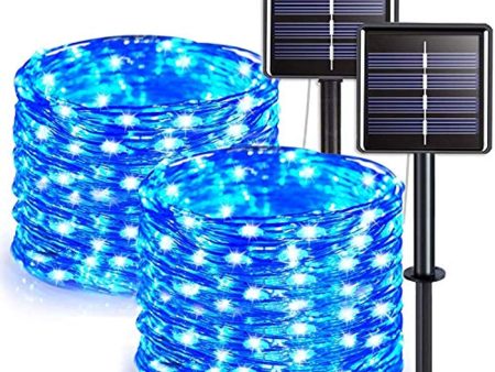 UPOOM [2 Pack] Christmas Lights, 200 LED Outdoor Solar String Lights Garden Silver Wire Decorative Lights 66Ft Waterproof Indoor Outdoor Lighting for Garden, Patio, Yard, Christmas(Blue) For Cheap