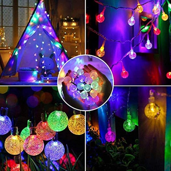 UPOOM Solar String Lights Garden 50 LED 24Ft Outdoor String Lights Multi-Colored Waterproof Crystal Ball Fairy Lights, Decoration Lighting for Home, Garden, Patio, Yard, Christmas Discount