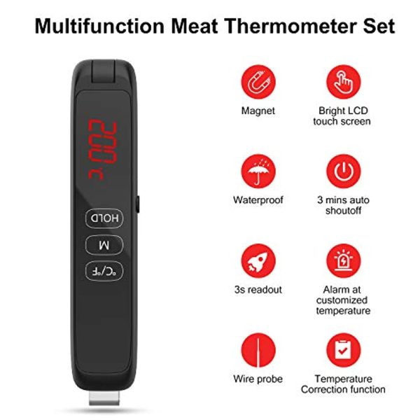 Winmor Meat Thermometer, Ultra-Fast Read Digital Food Cooking Thermometer with Backlight LCD, Waterproof Food Thermometer with Long Probe Supply