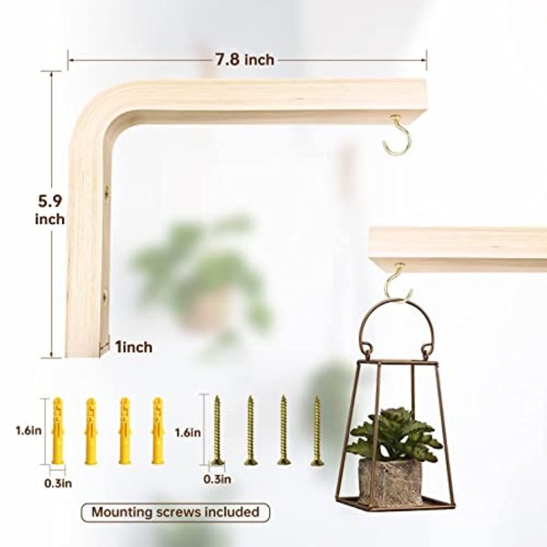 XFHR 2 Pack Plant Hangers Indoor, Plant Hooks, Hooks for Hanging Plants, Wooden Plant Hangers for Indoor Flower Baskets Pot Wind Chime Lanterns Planter Supply