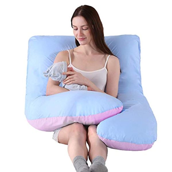 Vanlord Pregnancy Women Pillow, U-Shaped Pillow with Cotton Case,55-inches with Two Color Fashion