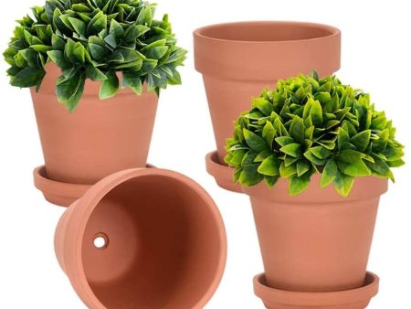 Vensovo  6 Inch Clay Pot for Plant with Saucer - 4 Pack Large Terra Cotta Plant Pot with Drainage Hole, Flower Pot with Tray, Terracotta Pot for Indoor Outdoor Plant Online Sale