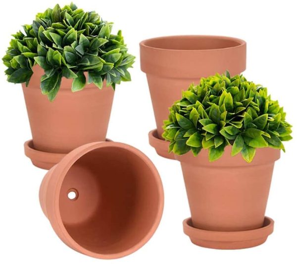 Vensovo  6 Inch Clay Pot for Plant with Saucer - 4 Pack Large Terra Cotta Plant Pot with Drainage Hole, Flower Pot with Tray, Terracotta Pot for Indoor Outdoor Plant Online Sale