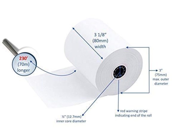 Vonlyst Thermal Receipt Paper Rolls 3 1 8  x 230  for Clover Station (24 rolls) Discount