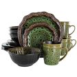 Elama Round Stoneware High Class Dinnerware Full Service Set, Jade Green Online Sale