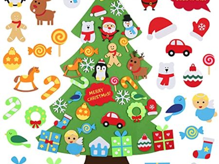 VEEYOL Felt Christmas Tree for Kids - DIY Christmas Tree with 33 Pcs Ornaments - Wall Hanging Xmas Gifts Christmas Decorations Hot on Sale