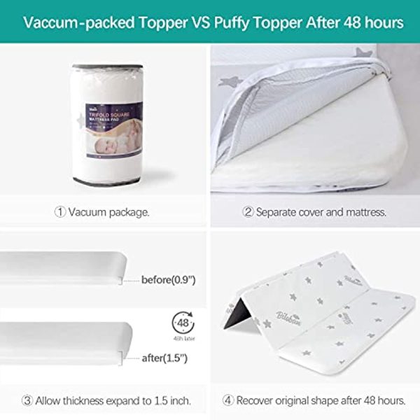 Biloban Trifold Mattress Topper for Pack N Play 38  x 26 , Waterproof Breathable Soft Portable Foldable Playard Mattress Topper, Baby Foam Playpen Mattresses with Removable Zippered Cover Online Hot Sale