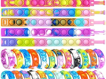 ZNNCO 30PCS Push Pop Pop Bubble Toy Fidget Bracelet, Durable and Adjustable, Multicolor Stress Relief Finger Press Bracelet for Kids and Adults ADHD ADD Autism Fashion