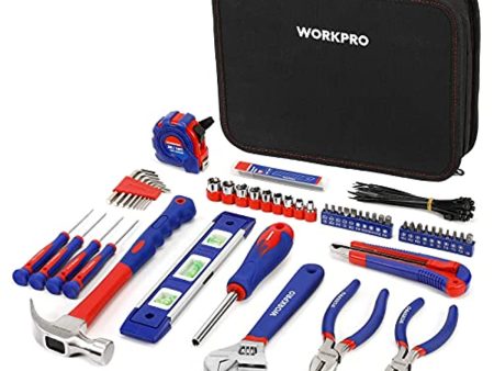 WORKPRO Home Tool Kit, 100 Piece Kitchen Drawer Household Hand Tool Set with Easy Carrying Pouch For Cheap