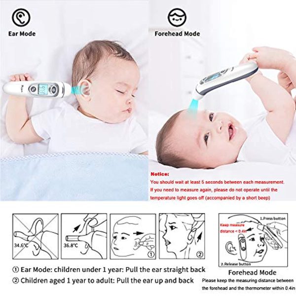 Aazomba Medical Forehead and Ear Thermometer for Baby, Kids and Adults - Infrared Digital Thermometer with Fever Indicator… For Cheap