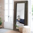 Trvone Full Length Dressing Mirror Wood Floor Mirror Solid Wood Frame Mirror with Standing Holder Wooden Frame Vertical and Horizontal Hanging Mirror Wall Decor (58 x24 , Charcoal Baked) Fashion