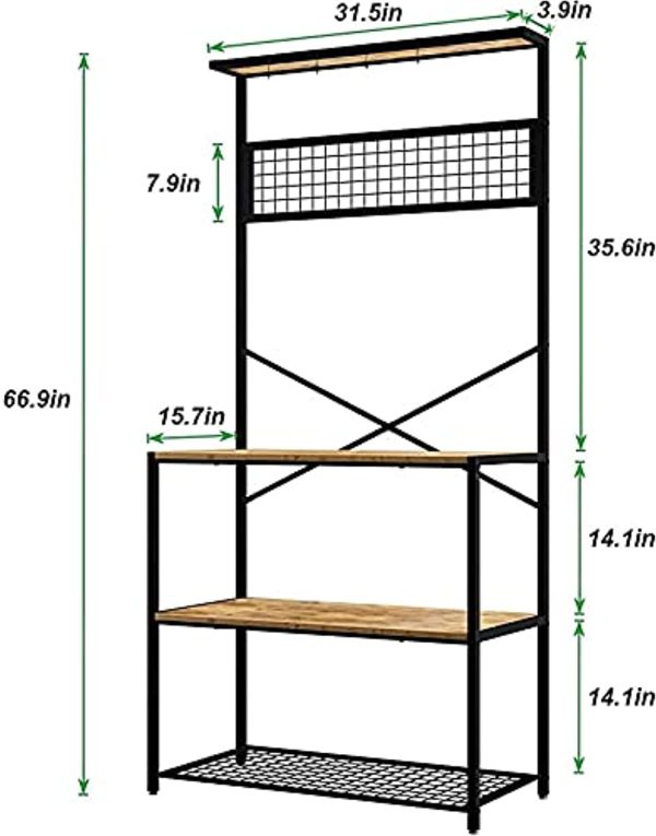 Sogesfurniture Standing Kitchen Baker Storage Shelf Rack 3-Tier for Kitchen Baker s Rack Microwave Stand Storage Cart Workstation Shelf, BHUS-YL-D5003-N Fashion