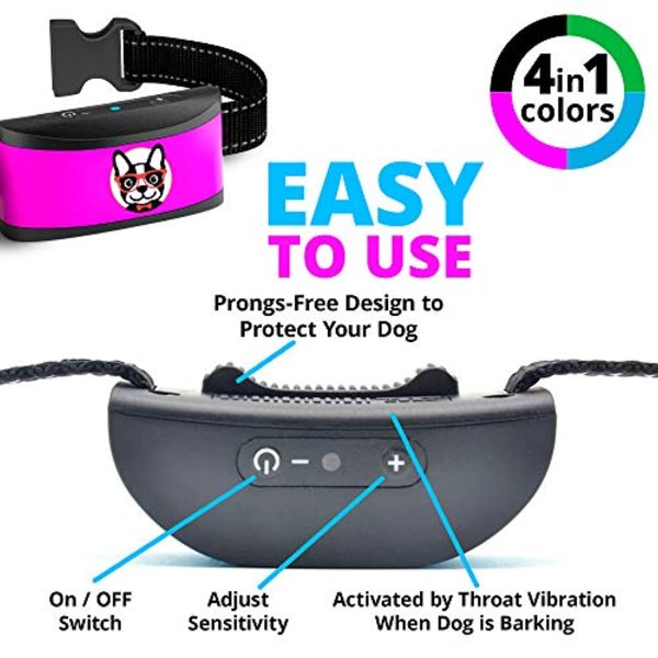 ELECANE Small Dog Bark Collar Rechargeable - Anti Barking Collar for Small Dogs - Smallest Most Humane Stop Barking Collar - Dog Training No Shock Bark Collar Waterproof - Safe Pet Bark Control Device (Blue) Hot on Sale