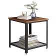 WLIVE Industrial Square End Table, 2-Tier Side Table with Mesh Storage Shelf, Printer Stand with Metal Frame, Adjustable, Easy Assembly, Brown Supply