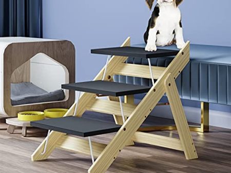 Kerrogee 2-in-1 Dog Pet Stairs, Foldable Pet Ramp,Wooden Pet Steps for Small to Large Dogs,Pet Ladder for Car,High Bed and Couch,Easy Storage For Discount