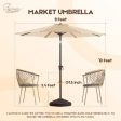 Wikiwiki 9ft Patio Umbrella Outdoor Market Table Umbrella with Push Button Tilt and Crank (Beige)… Online