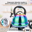 Weftnom Whistling Tea Kettle for Stovetop, 3.5L Stainless Steel Tea Pot with Cool Ergonomic Folding Handle, Rainbow Induction Kettles for Boiling Water, Mirror Finish Fashion